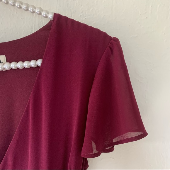 Show Me Your Mumu The Noelle Flutter Wrap Dress In Merlot - Picture 7 of 13